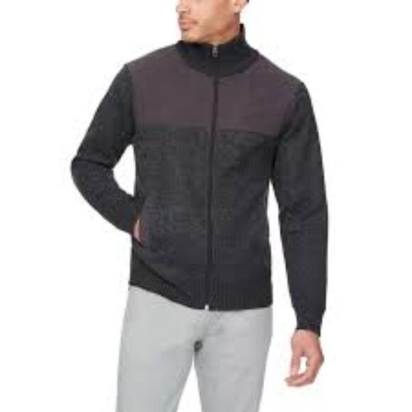 Izod Full Zip Lined Sweater Men's Size XXL Grey Relaxed Fit Stretch Warm (NEW) - Picture 4 of 16